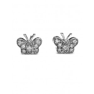 Diamond Butterfly Stud Earrings in 14kt.White Gold