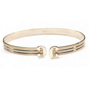 Double C Cuff Bracelet in 18kt. Tri Color Gold