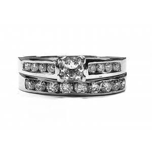 Diamond Wedding Set, 89pts. t.w.  Princess Cut Center