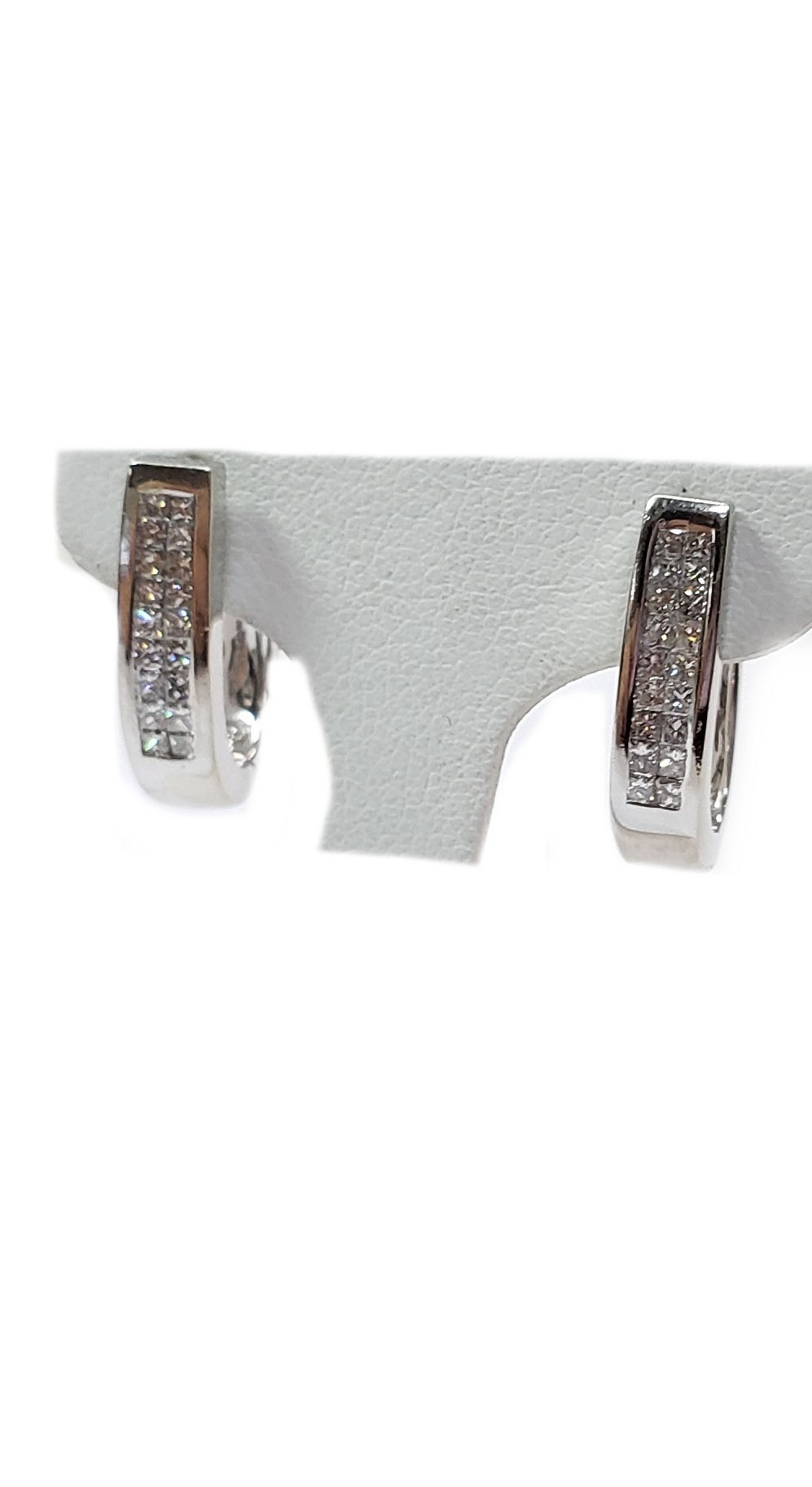 Diamond Hoop Earrings, Princess Cuts Invisible Set 75pts. t.w. 14kt White Gold