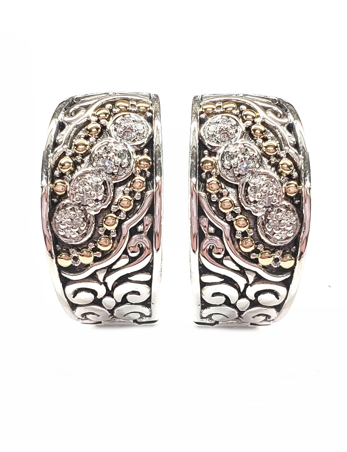Sterling Silver/18kt. EFFY Diamond Earrings post backs 