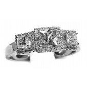 Diamond 3 Section Ring, 1.34cts. t,w in 14kt.White Gold