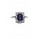 Emerald Cut sapphire & diamond cluster ring, 48pts dia's. t.w.
